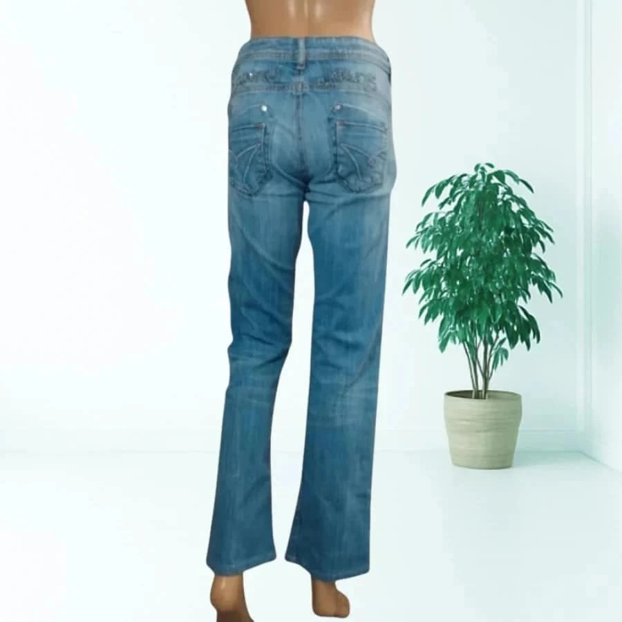 Jean vintage y2k Kaporal 5 - coupe droite - taille basse - extensible - bleu clair -